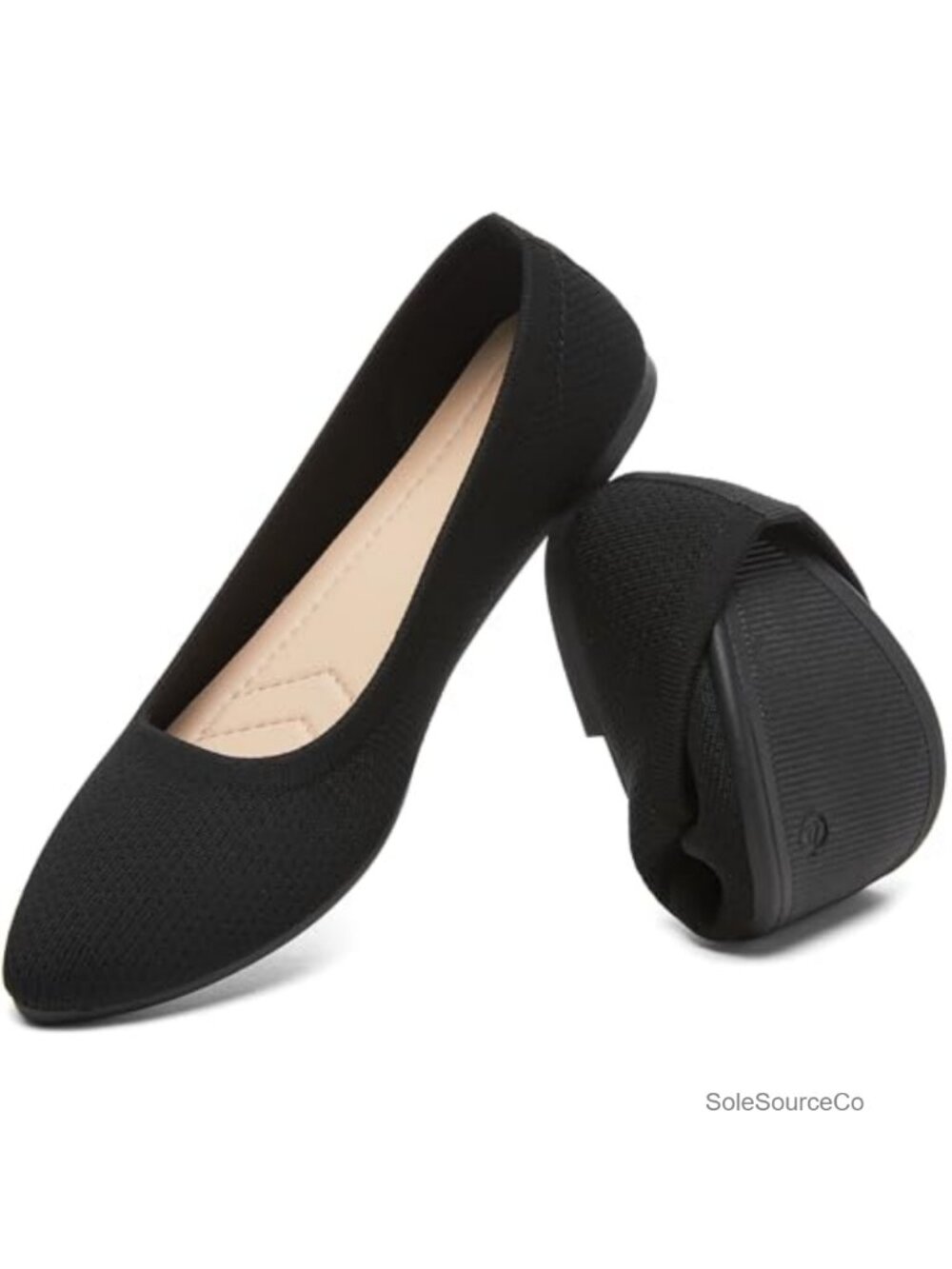 HEAWISH Women's Mesh Pointed Toe Slip On Ballet Flats Comfort Dress Shoes